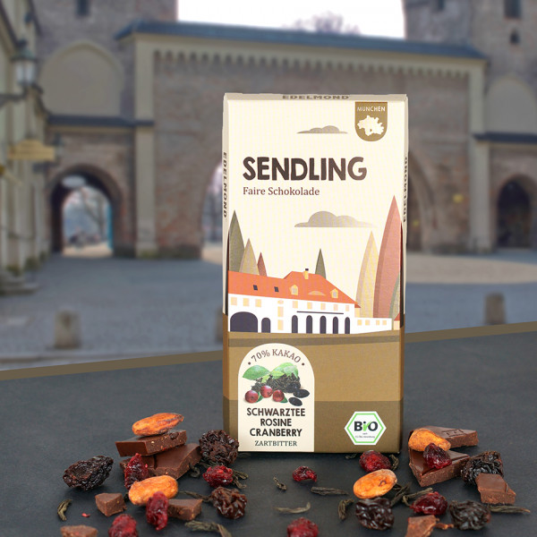 Sendling Schwarztee, Cranberry Schokolade. Bio & Fair Trade