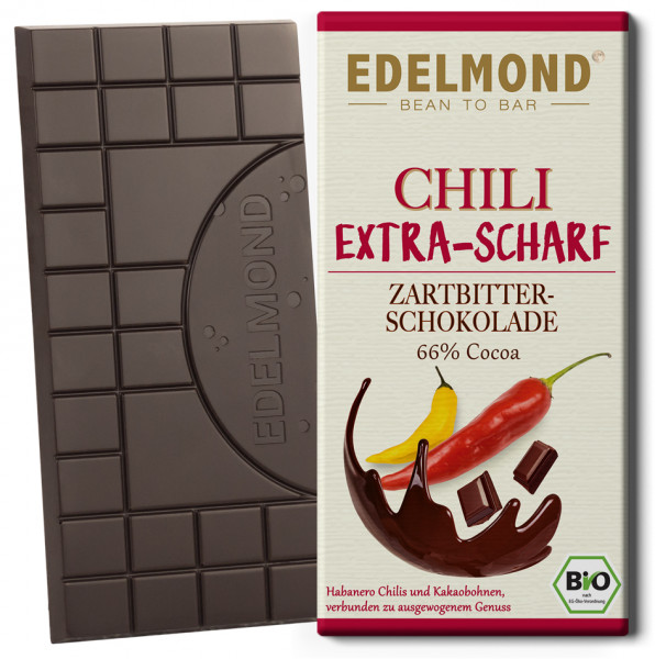 SCHARFE Chili Zartbitterschokolade, Bio Fairtrade
