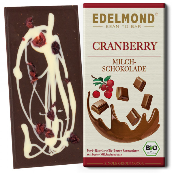 Cranberry fruchtige Milchschokolade, Bio + Fair