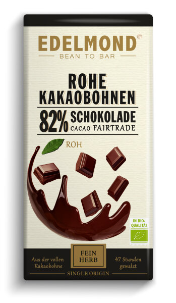 Ansicht Bio rohe Schokolade 80% Bitter Kakaobohne &...