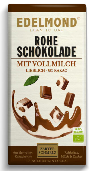 Rohe Schokolade mit Milch, Bio + Fair