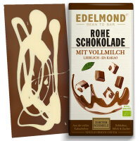 Rohe Schokolade mit Milch, Bio + Fair