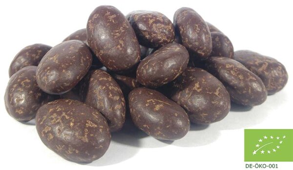 Ansicht Bio schokolierte Kakaobohnen